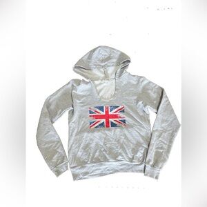 So Nikki girls XL (16) British flag hoodie - light grey cotton